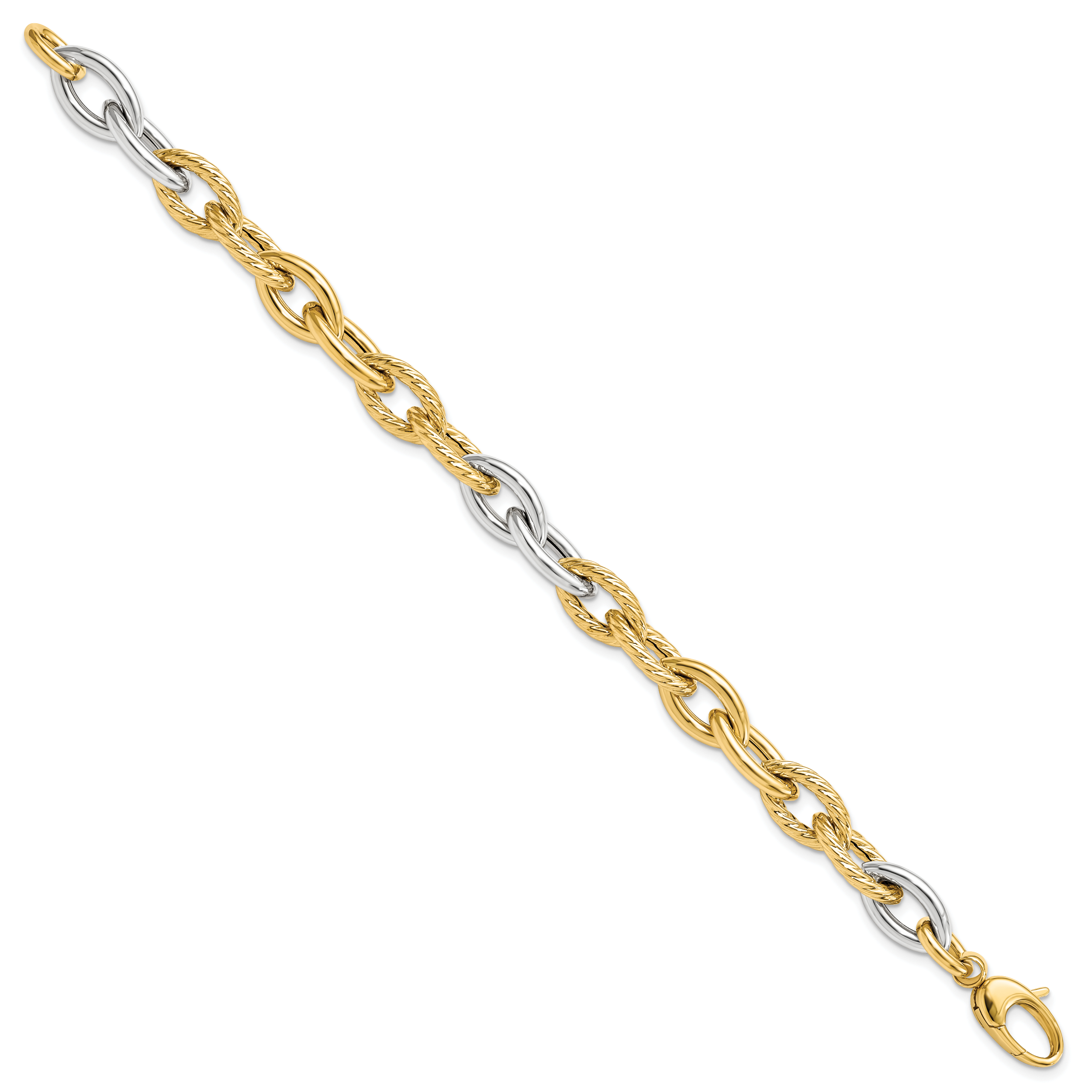 14K Two-tone Polished Fancy Link Bracelet Secondary image