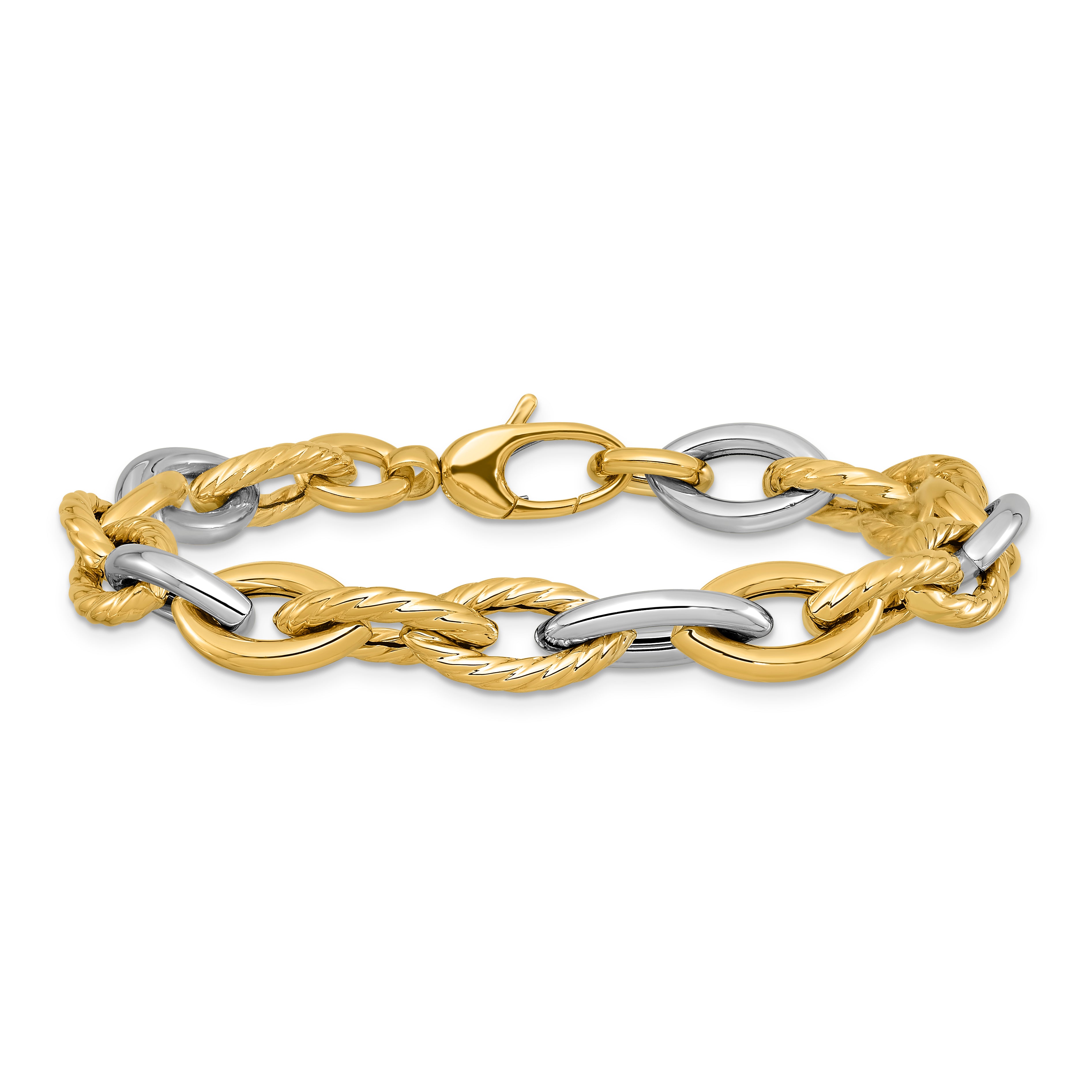 14K Two-tone Polished Fancy Link Bracelet