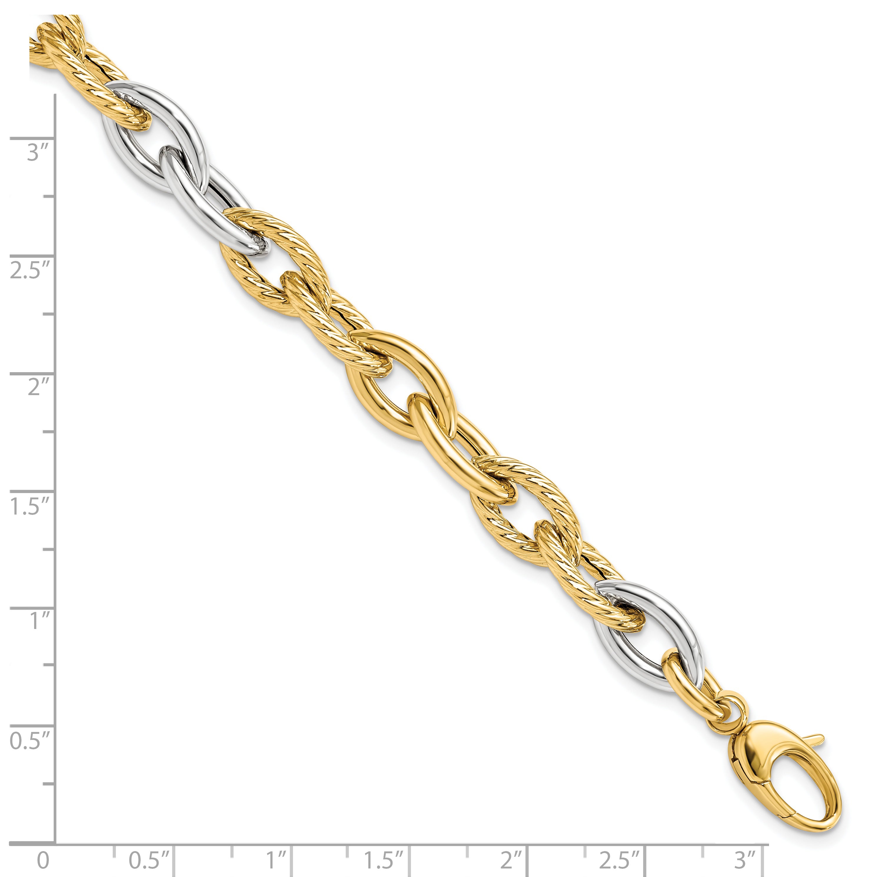 14K Two-tone Polished Fancy Link Bracelet