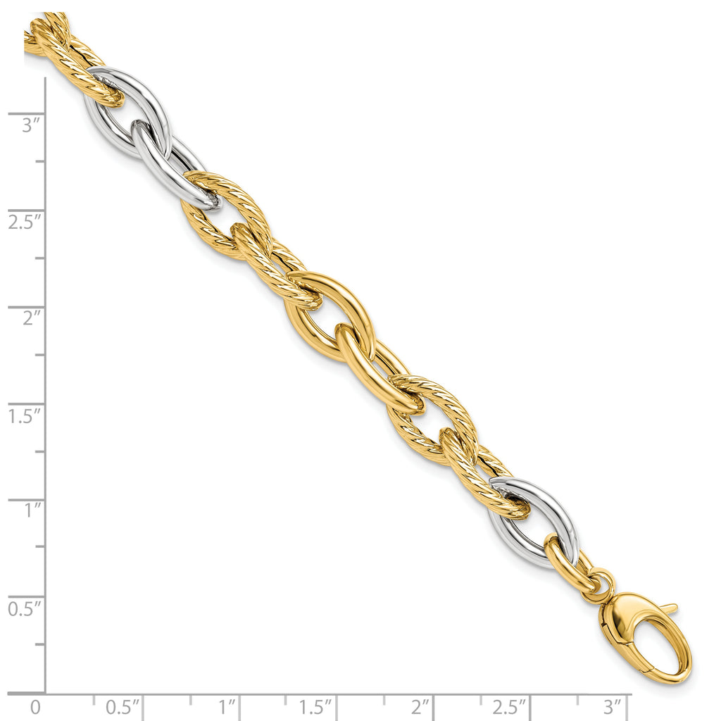 14K Two-tone Polished Fancy Link Bracelet