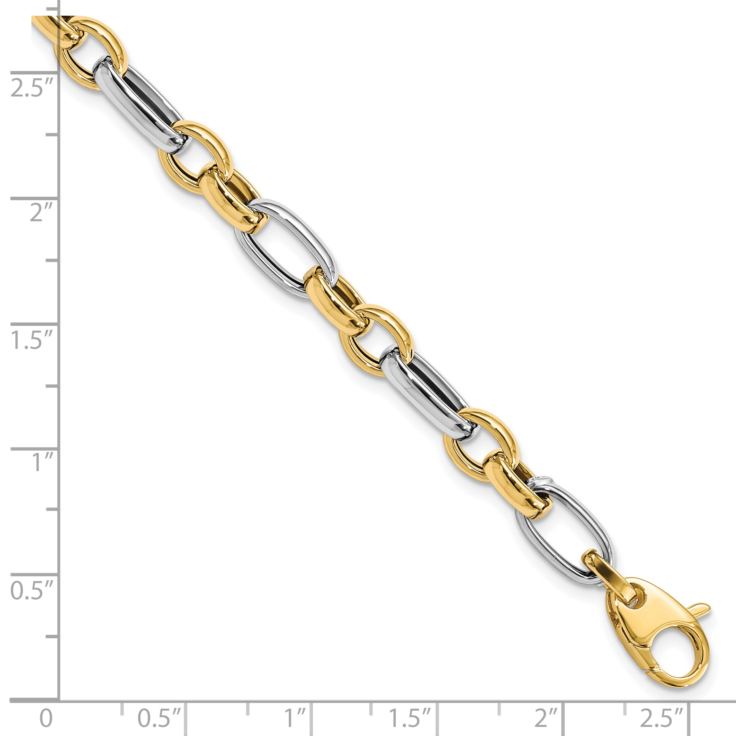 14K Two-tone Polished Fancy Link Bracelet