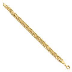 14K Polished and Textured Fancy Link Bracelet