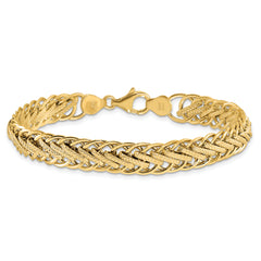 14K Polished and Textured Fancy Link Bracelet