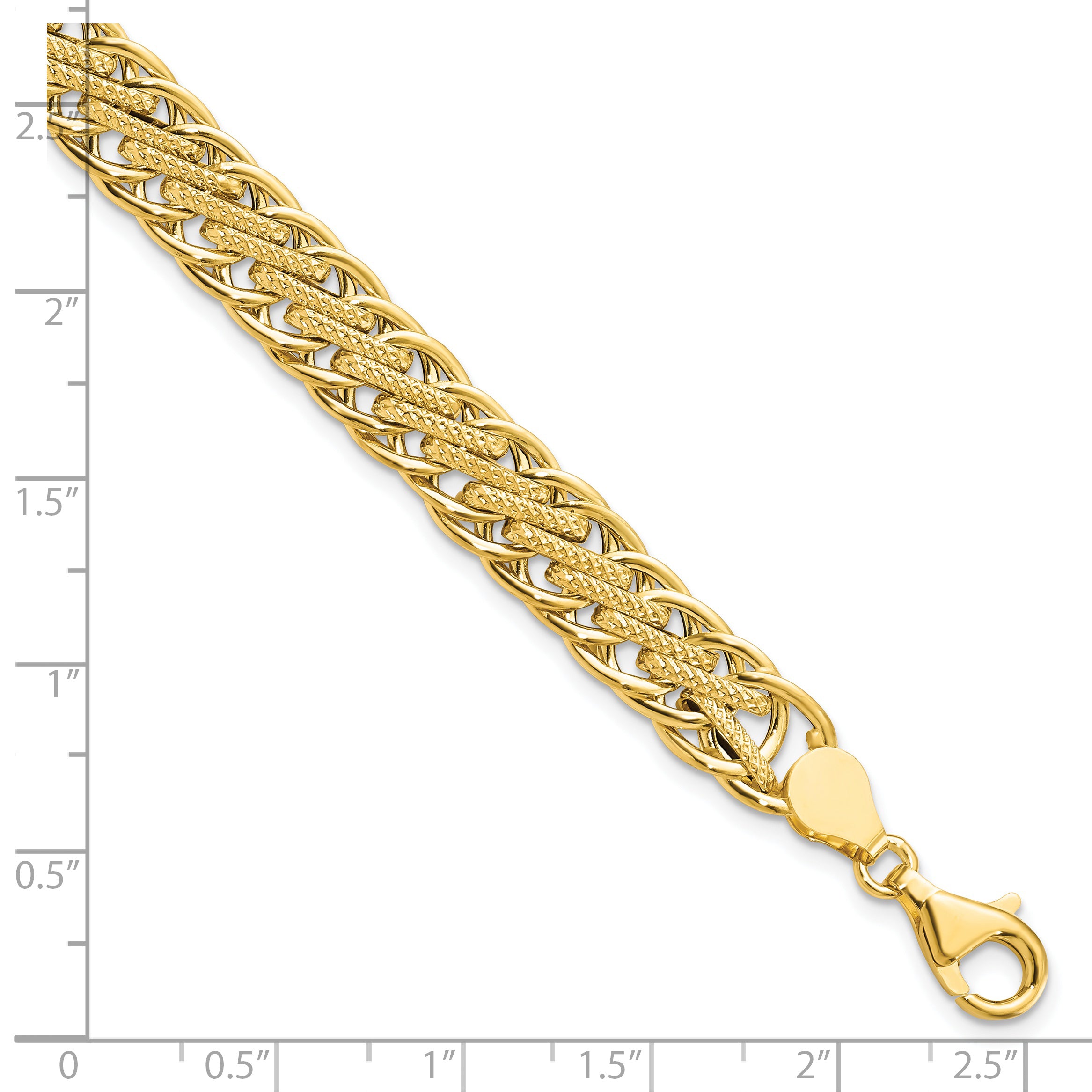 14K Polished and Textured Fancy Link Bracelet