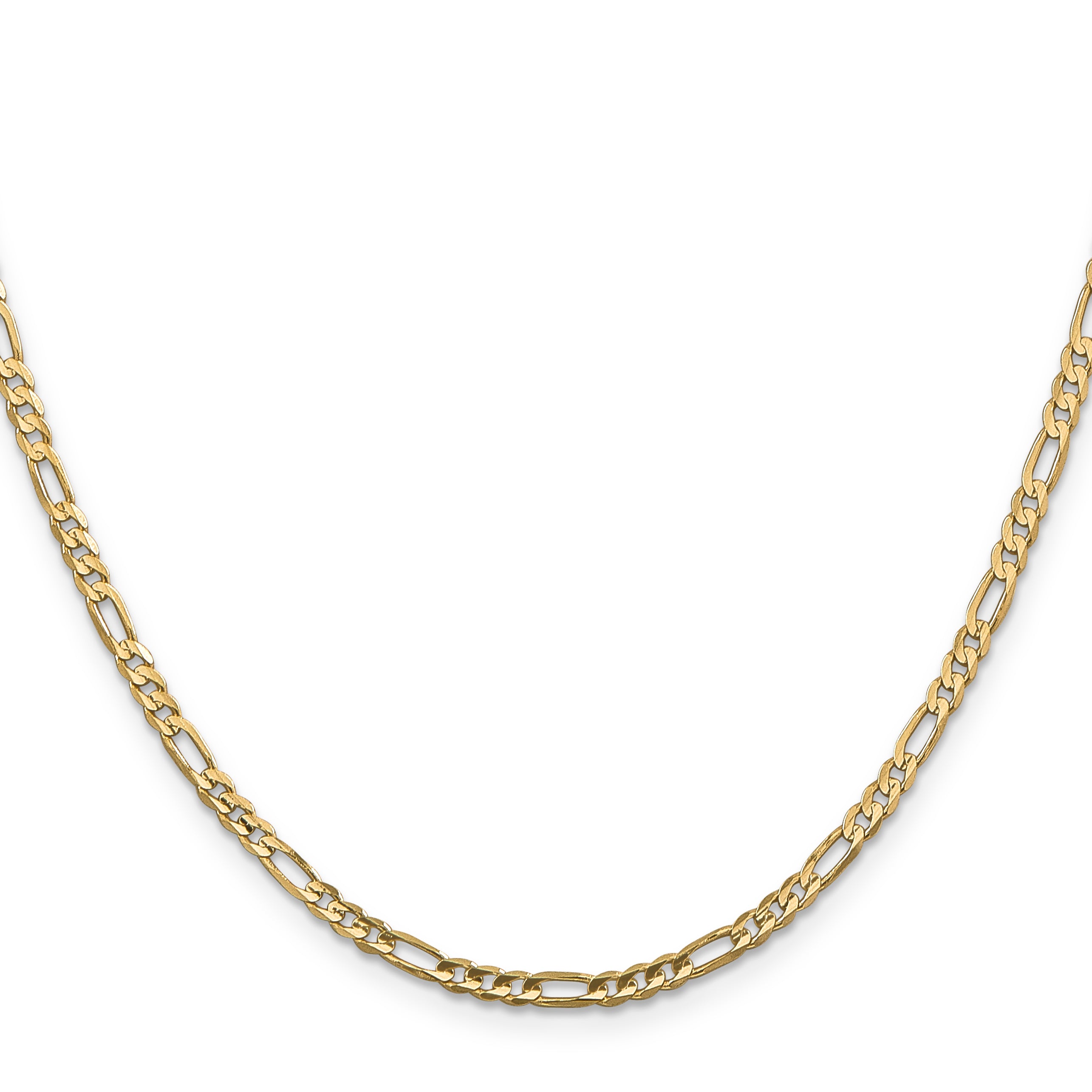 14K 30 inch 3mm Concave Open Figaro with Lobster Clasp Chain