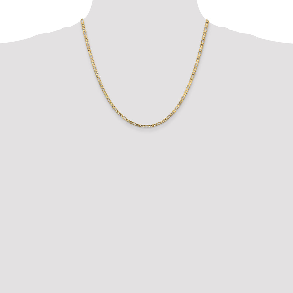 14K 20 inch 3mm Concave Open Figaro with Lobster Clasp Chain