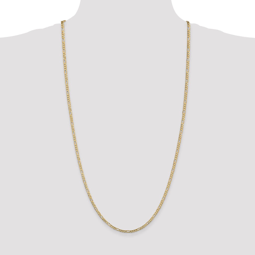 14K 30 inch 3mm Concave Open Figaro with Lobster Clasp Chain