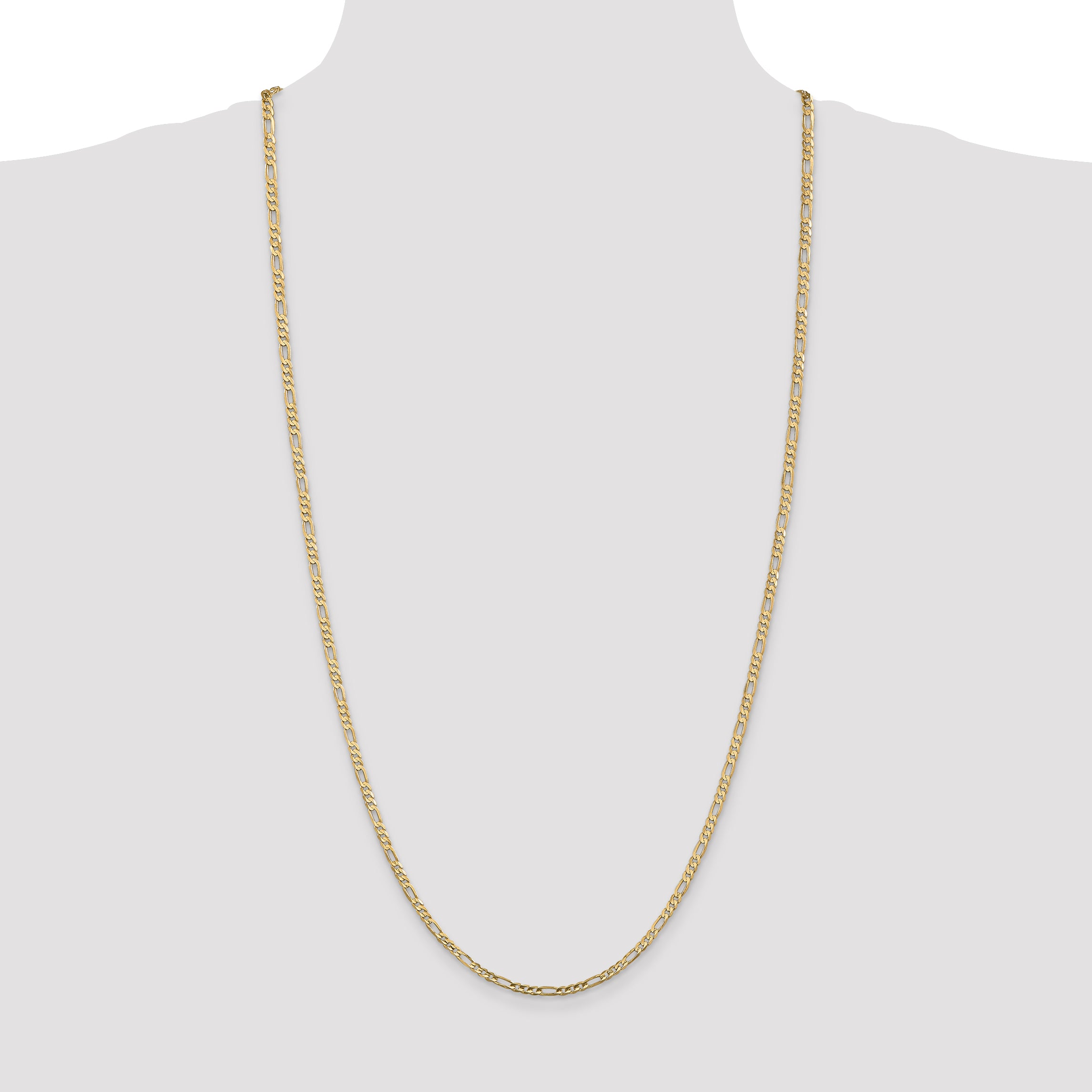 14K 30 inch 3mm Concave Open Figaro with Lobster Clasp Chain