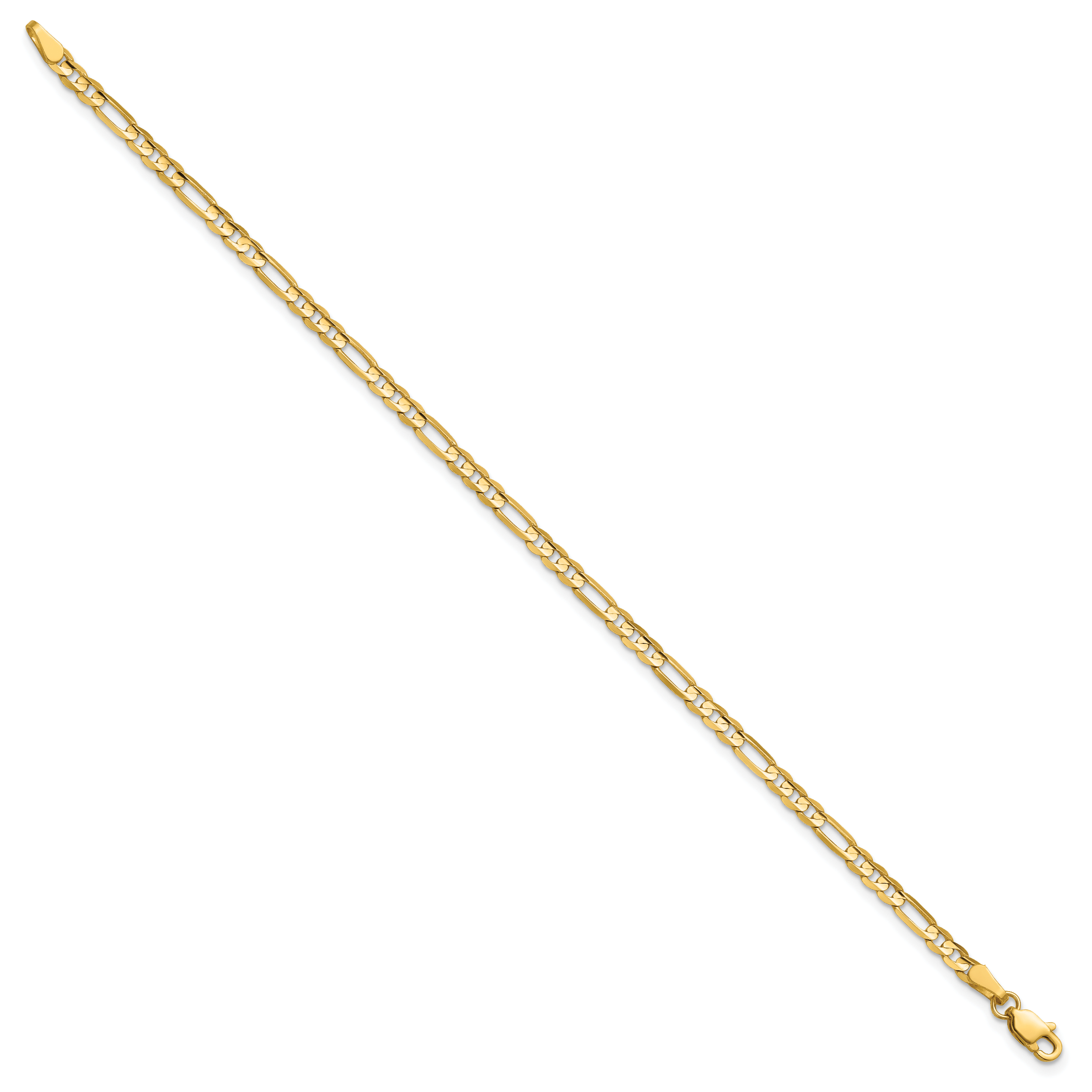 14K 7 inch 3mm Concave Open Figaro with Lobster Clasp Bracelet Secondary image