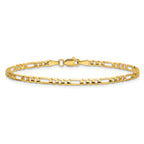 14K 8 inch 3mm Concave Open Figaro with Lobster Clasp Bracelet