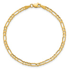 14K 8 inch 3mm Concave Open Figaro with Lobster Clasp Bracelet