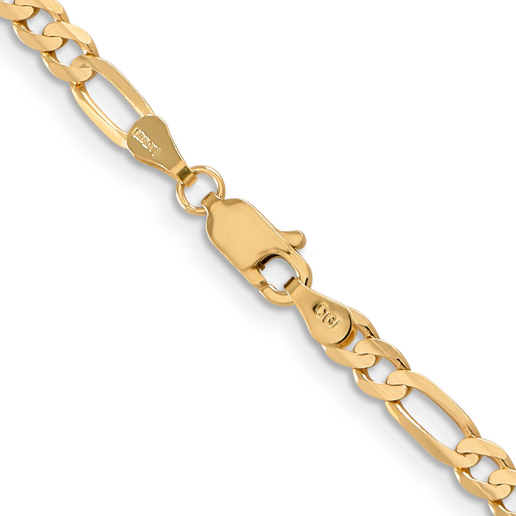 14K 30 inch 4mm Concave Open Figaro with Lobster Clasp Chain