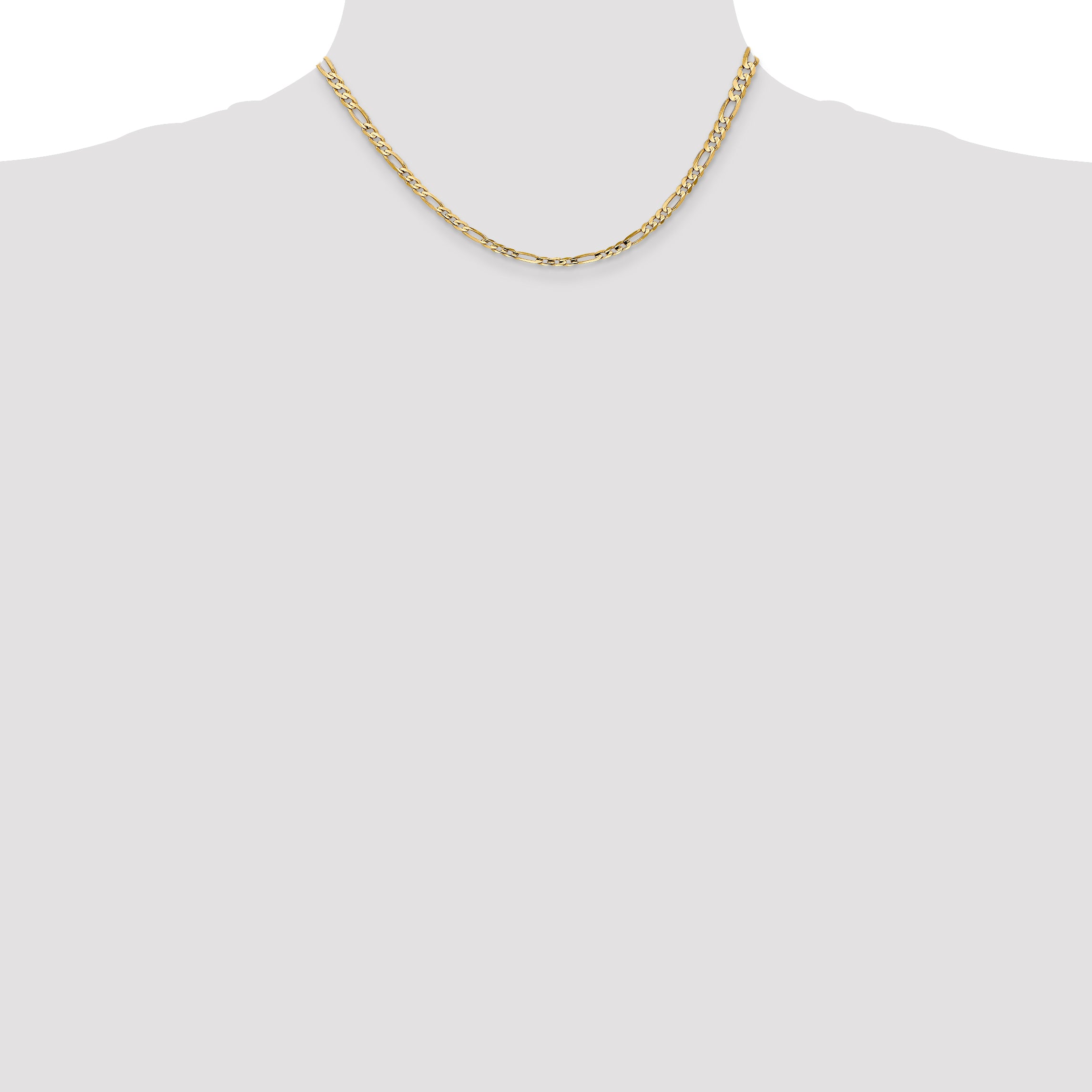 14K 16 inch 4mm Concave Open Figaro with Lobster Clasp Chain