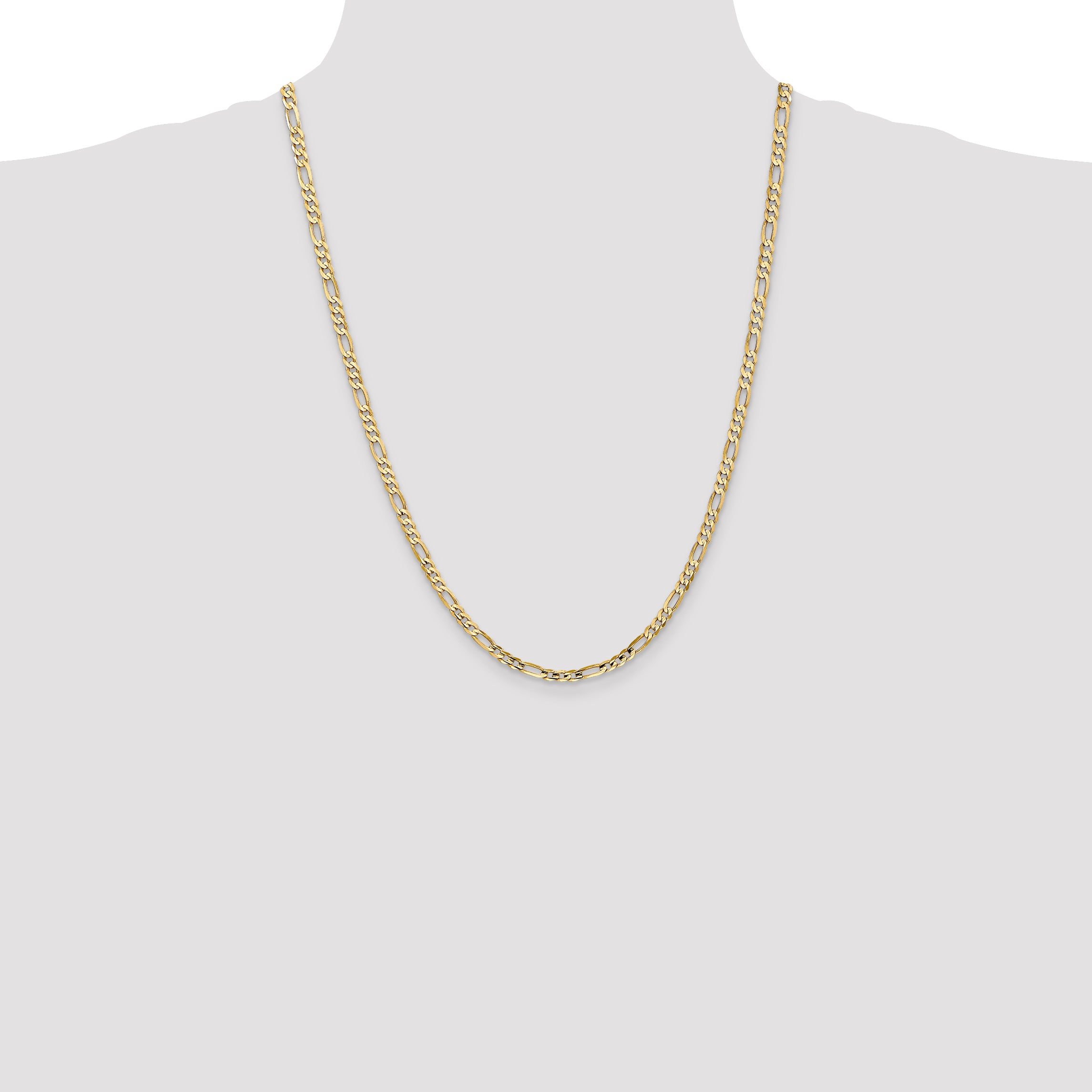 14K 24 inch 4mm Concave Open Figaro with Lobster Clasp Chain
