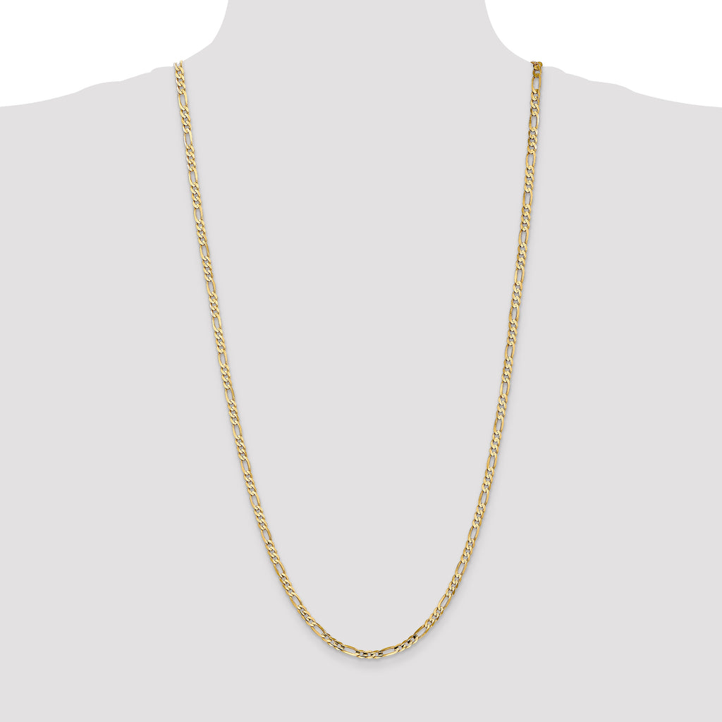 14K 30 inch 4mm Concave Open Figaro with Lobster Clasp Chain