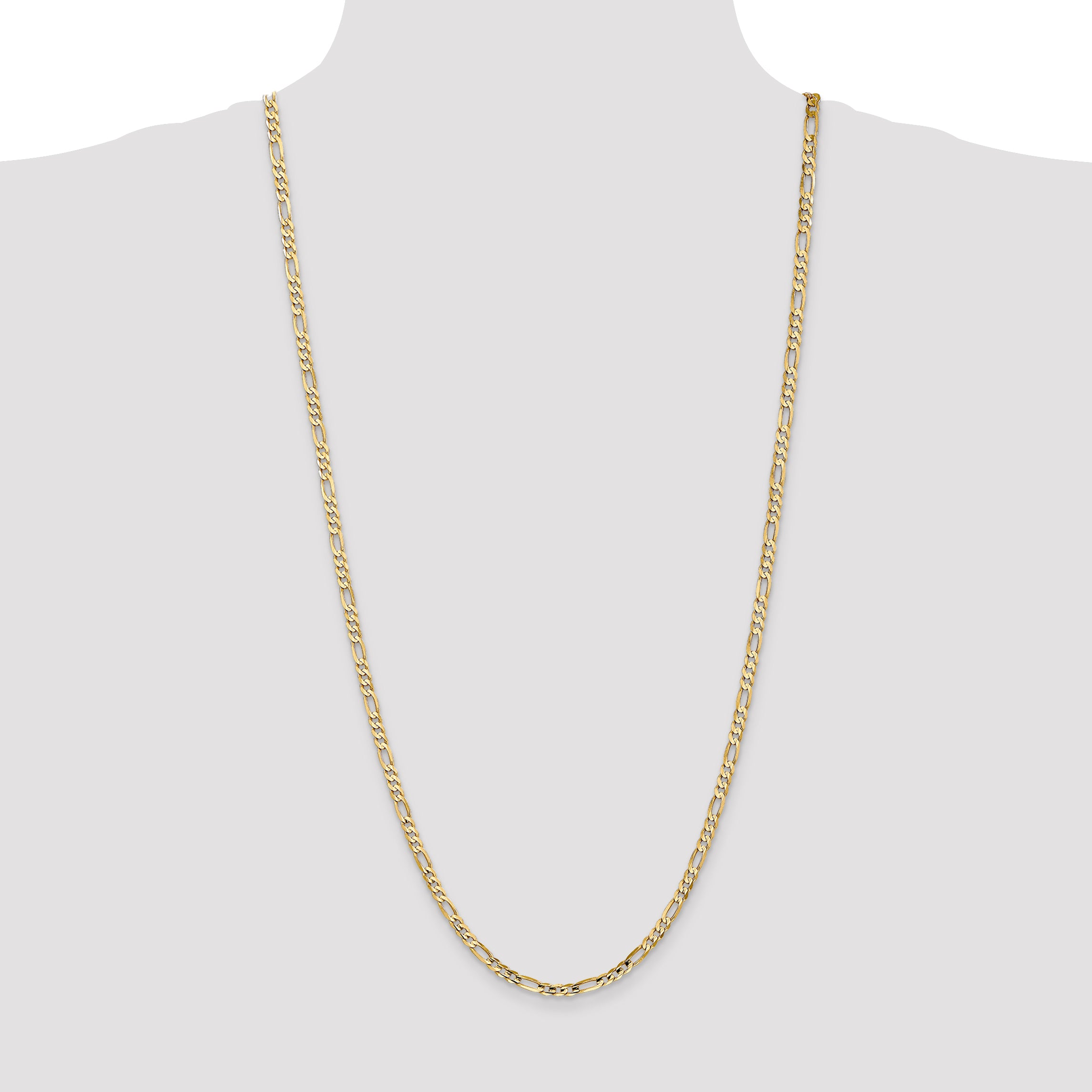 14K 30 inch 4mm Concave Open Figaro with Lobster Clasp Chain