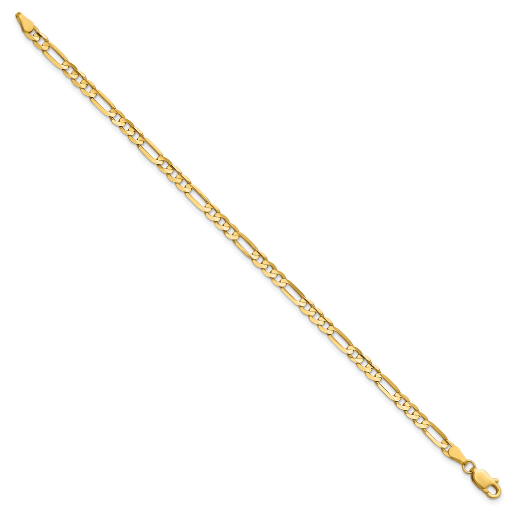 14K 8 inch 4mm Concave Open Figaro with Lobster Clasp Bracelet