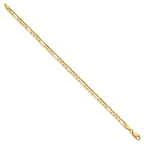 14K 8 inch 4mm Concave Open Figaro with Lobster Clasp Bracelet