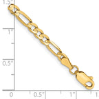 14K 8 inch 4mm Concave Open Figaro with Lobster Clasp Bracelet