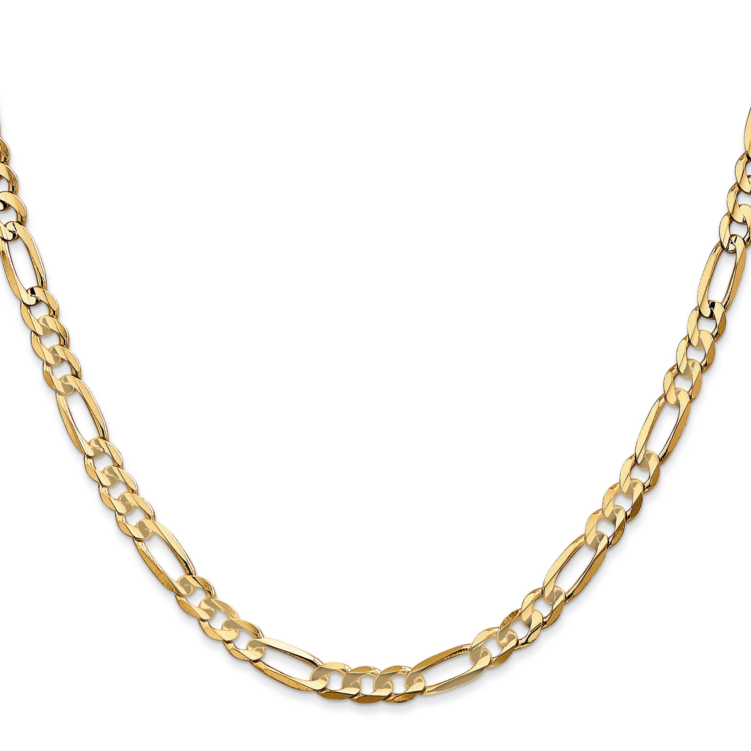 14K 30 inch 4.5mm Concave Open Figaro with Lobster Clasp Chain
