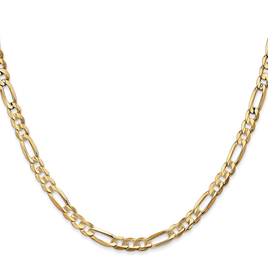 14K 30 inch 4.5mm Concave Open Figaro with Lobster Clasp Chain