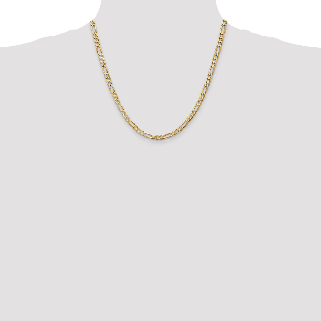 14K 20 inch 4.5mm Concave Open Figaro with Lobster Clasp Chain