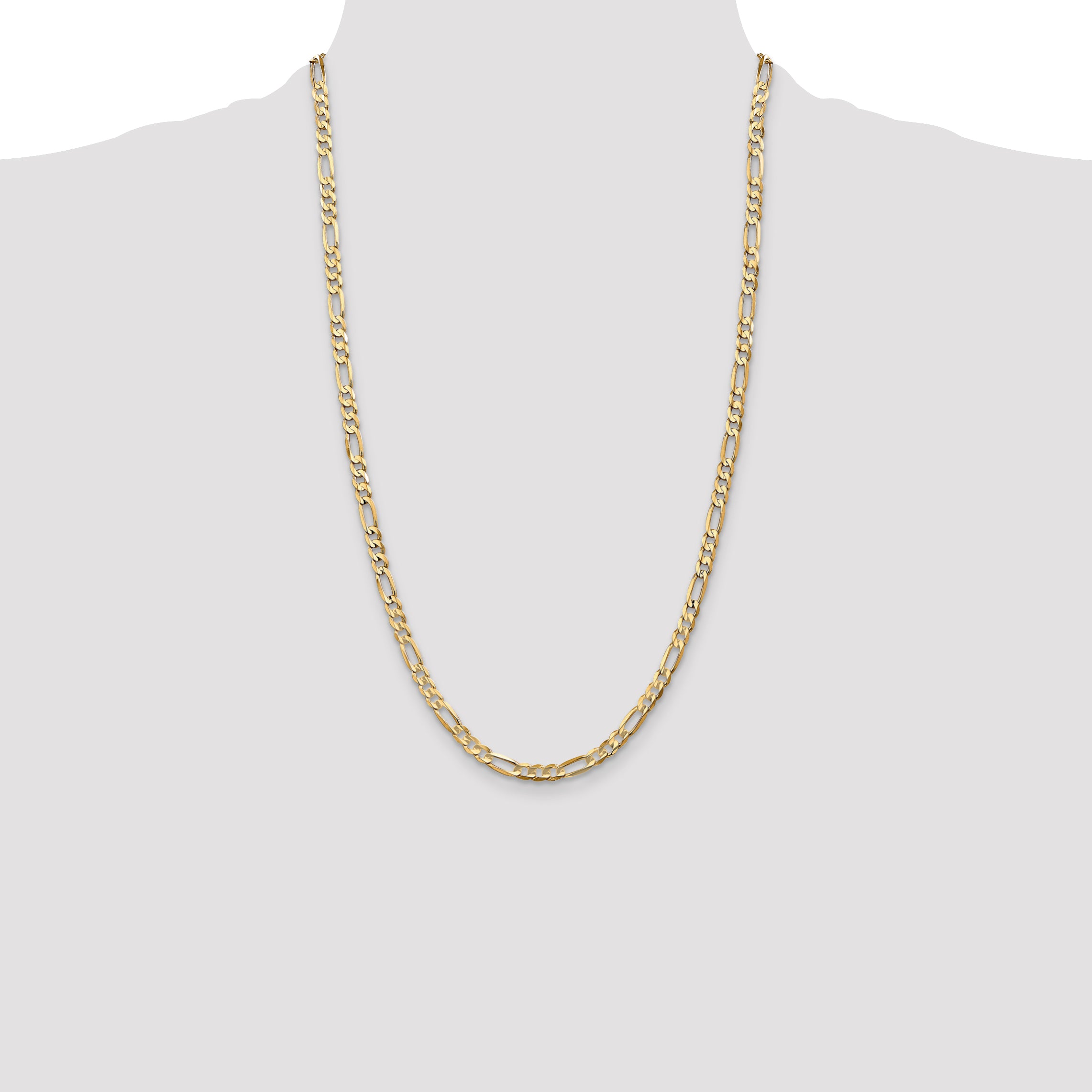 14K 26 inch 4.5mm Concave Open Figaro with Lobster Clasp Chain