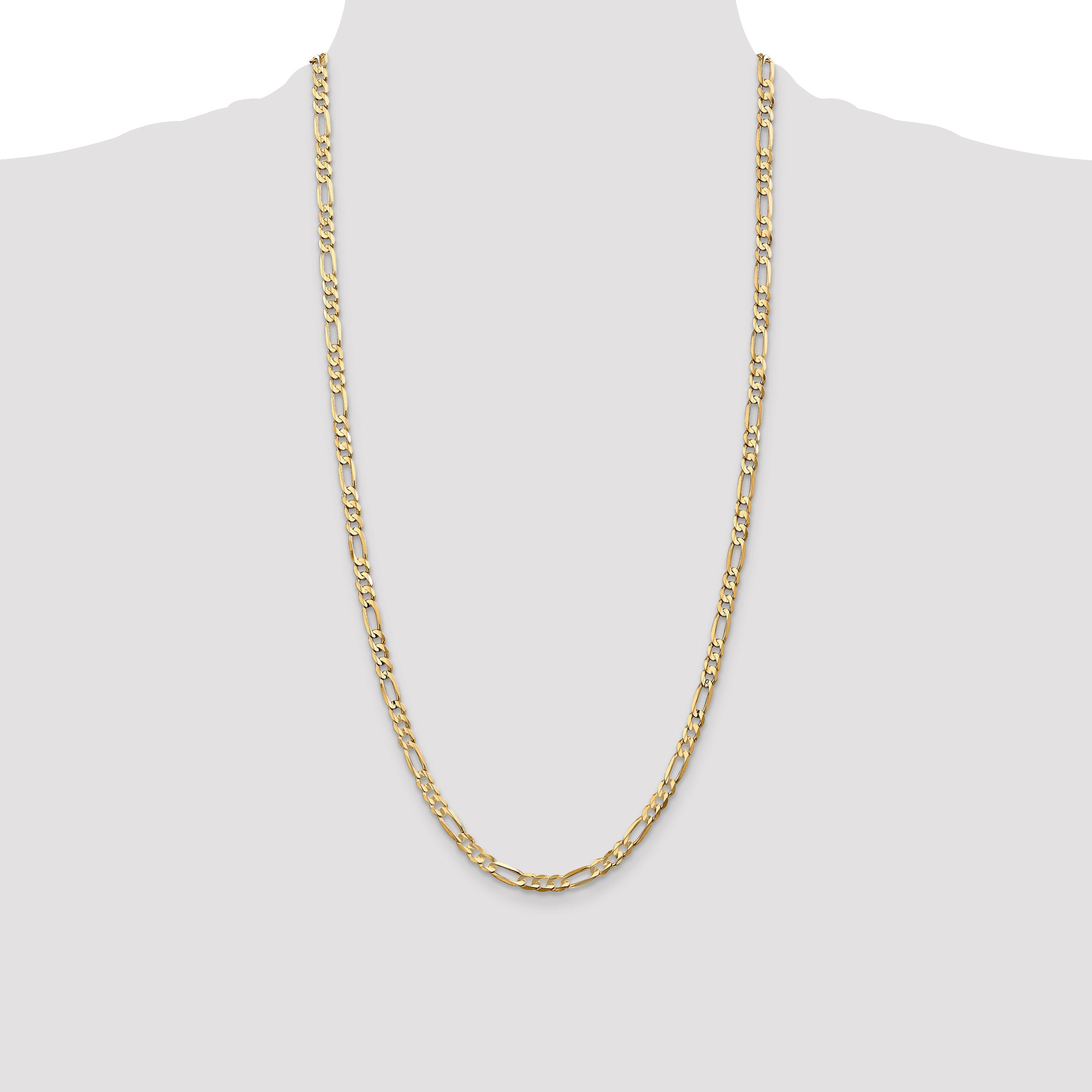 14K 28 inch 4.5mm Concave Open Figaro with Lobster Clasp Chain