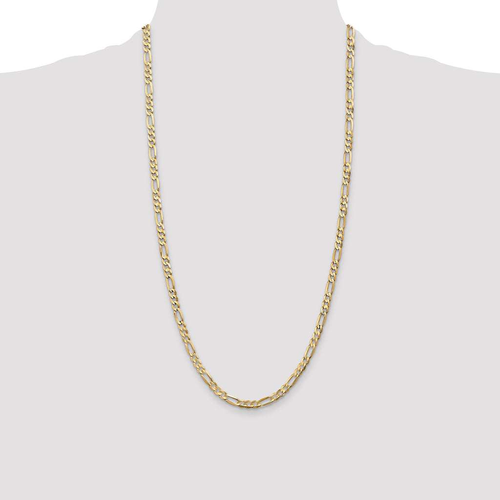 14K 28 inch 4.5mm Concave Open Figaro with Lobster Clasp Chain