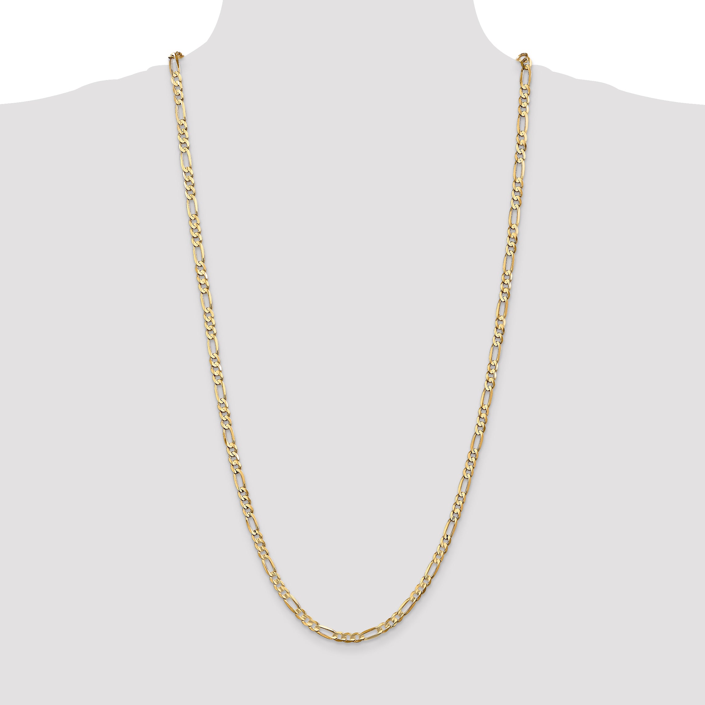 14K 30 inch 4.5mm Concave Open Figaro with Lobster Clasp Chain