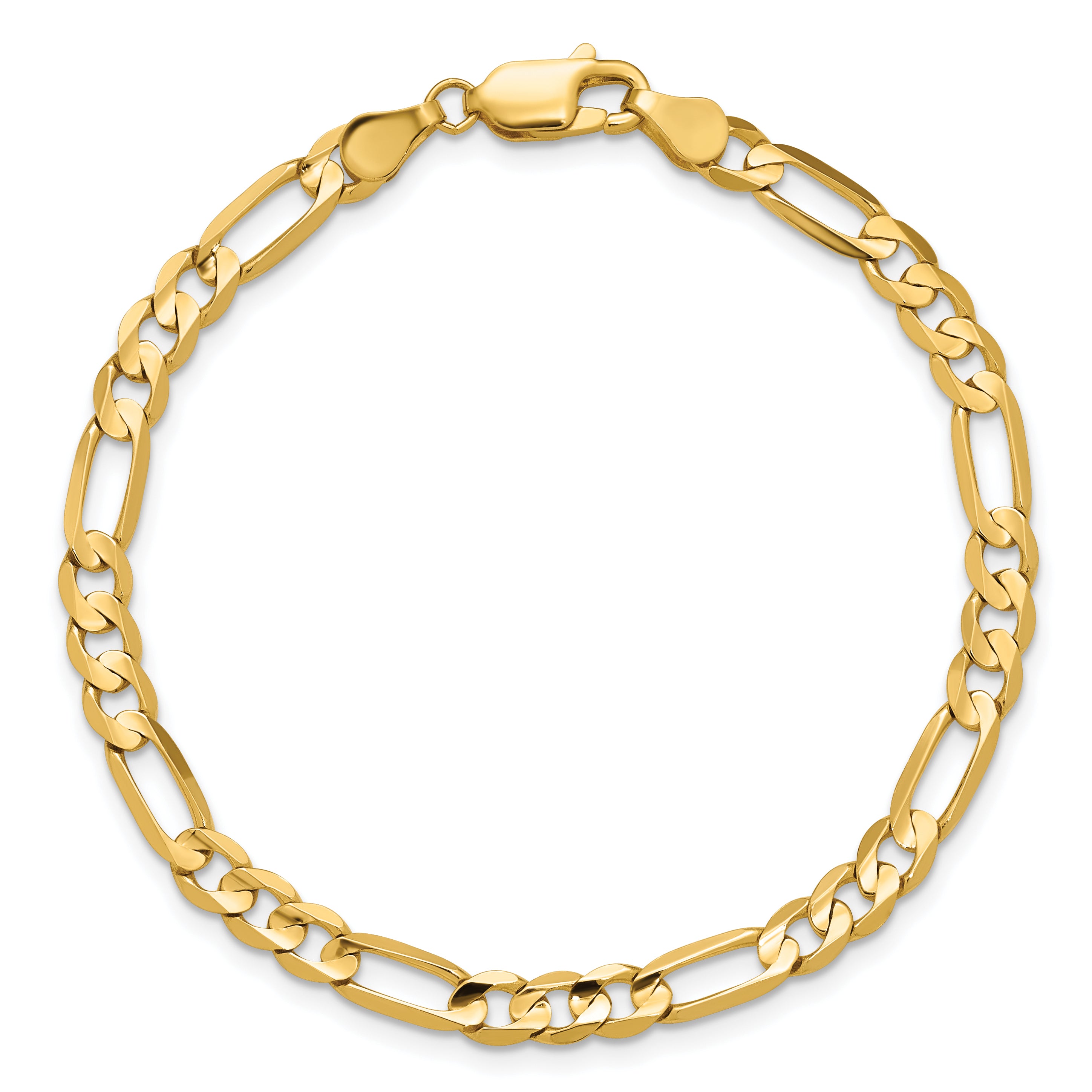 14K 8 inch 4.5mm Concave Open Figaro with Lobster Clasp Bracelet
