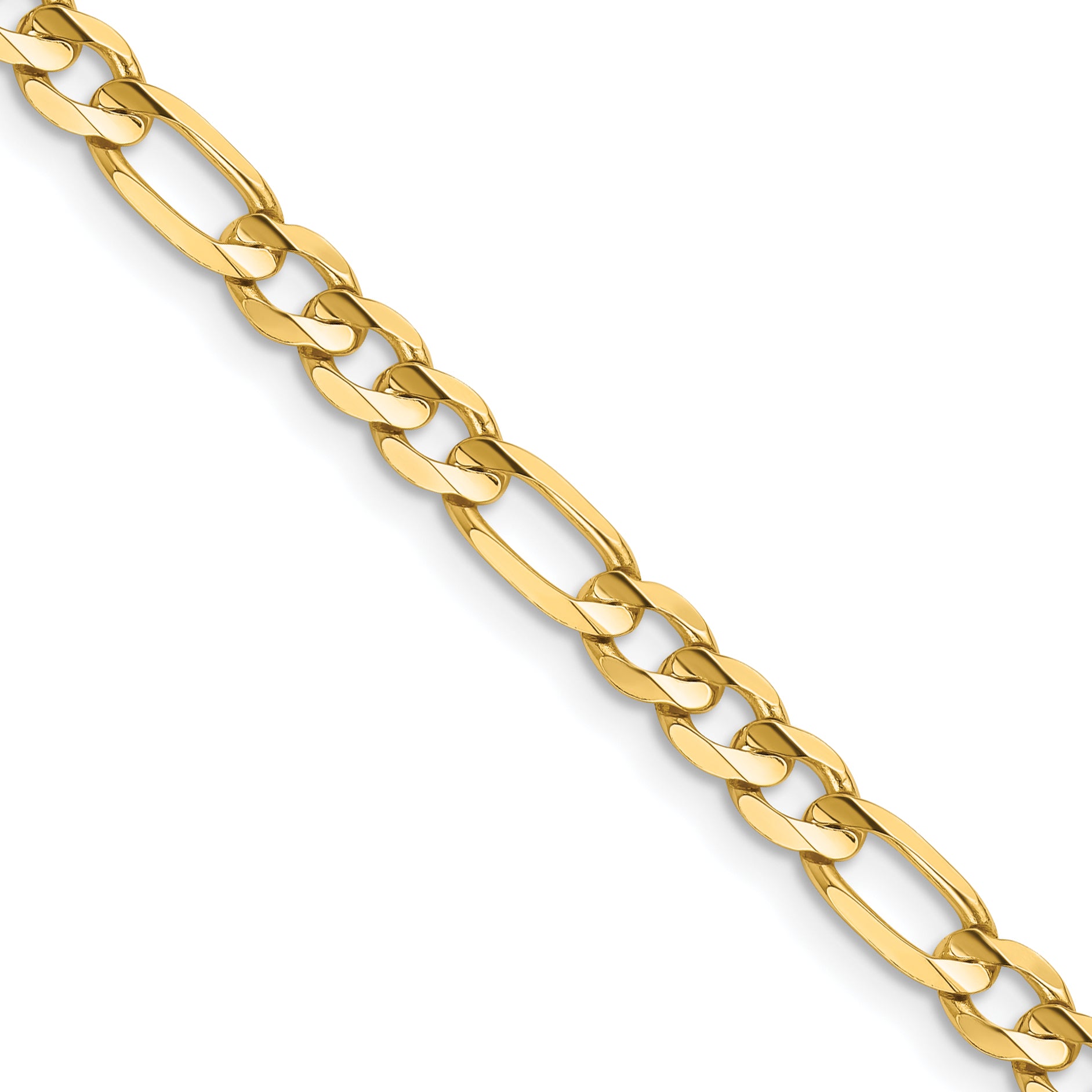 14K 30 inch 4.5mm Concave Open Figaro with Lobster Clasp Chain