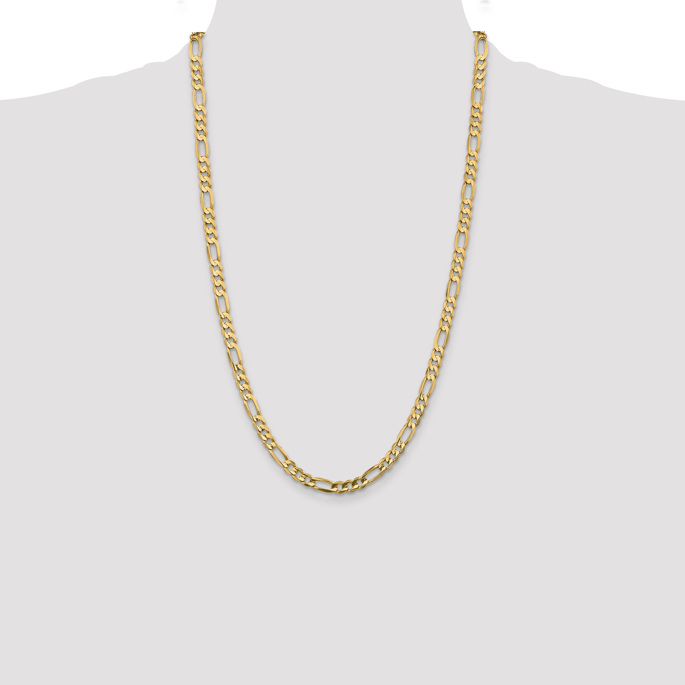 14K 26 inch 5.5mm Concave Open Figaro with Lobster Clasp Chain