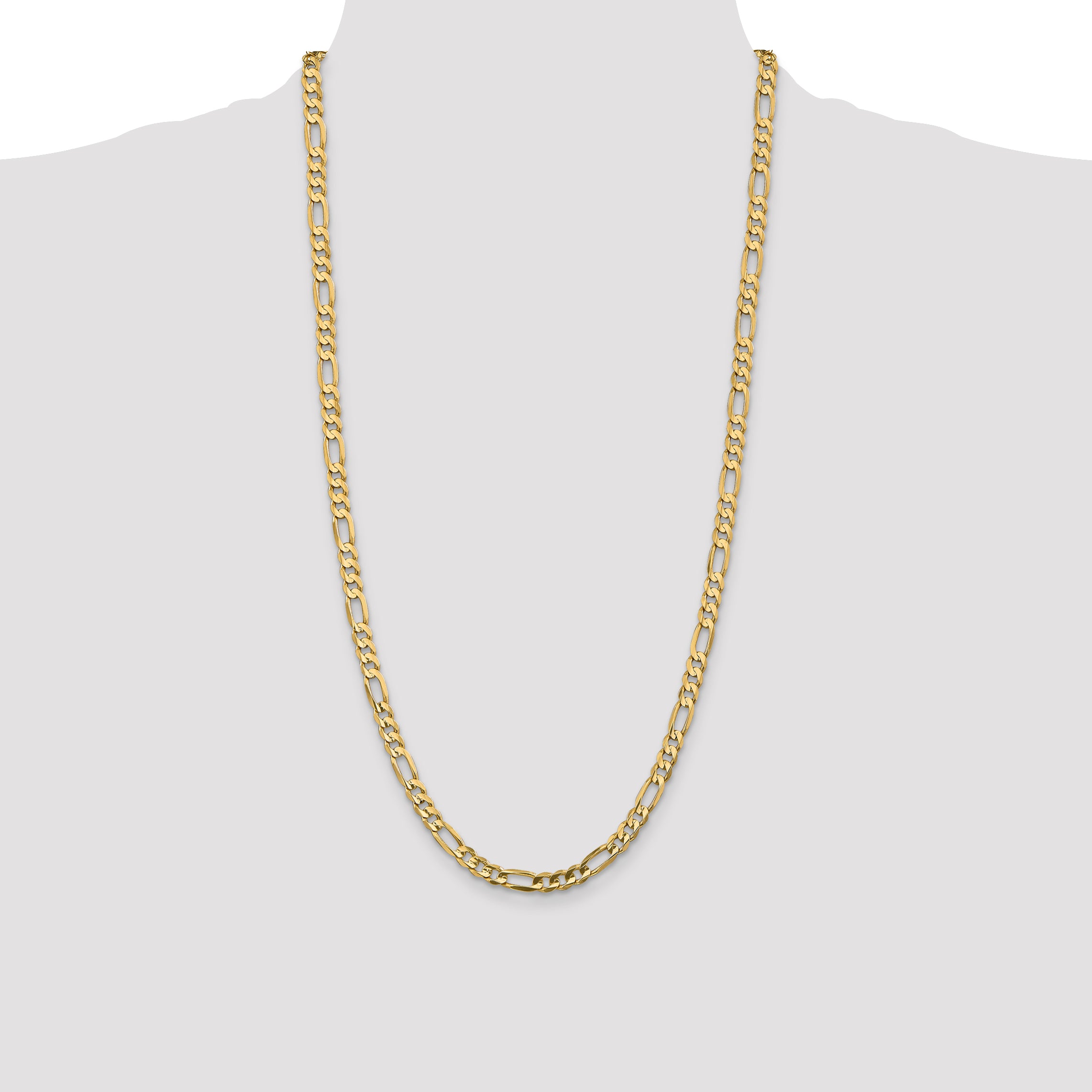 14K 28 inch 5.5mm Concave Open Figaro with Lobster Clasp Chain