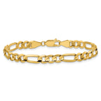 14K 8 inch 5.5mm Concave Open Figaro with Lobster Clasp Bracelet