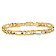 14K 8 inch 5.5mm Concave Open Figaro with Lobster Clasp Bracelet