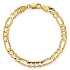14K 8 inch 5.5mm Concave Open Figaro with Lobster Clasp Bracelet