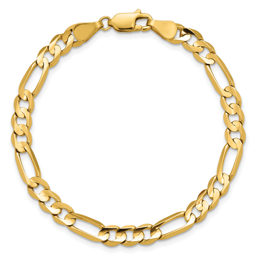 14K 9 inch 5.5mm Concave Open Figaro with Lobster Clasp Chain