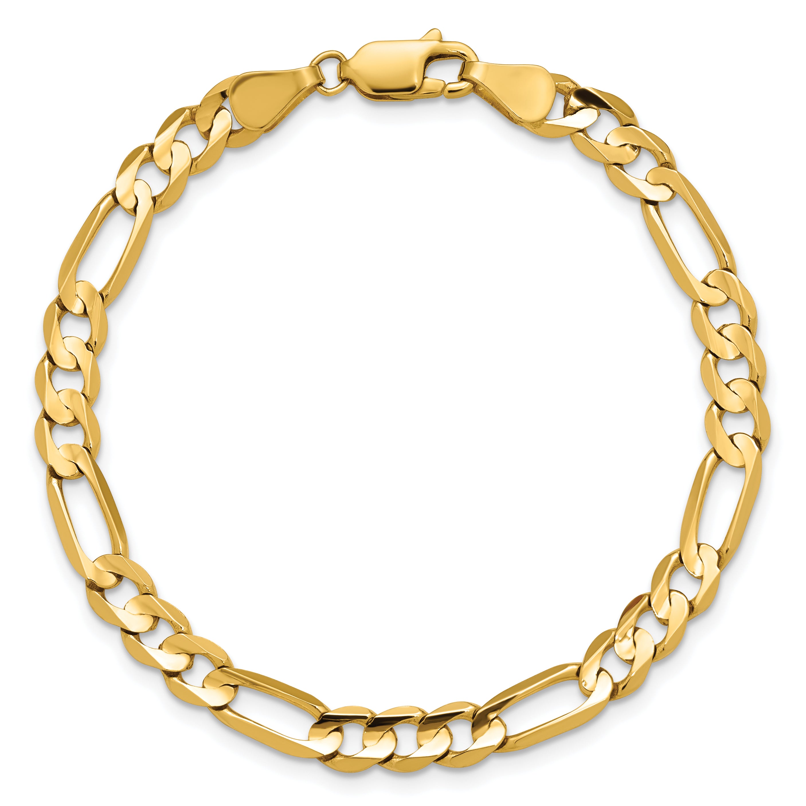 14K 9 inch 5.5mm Concave Open Figaro with Lobster Clasp Chain