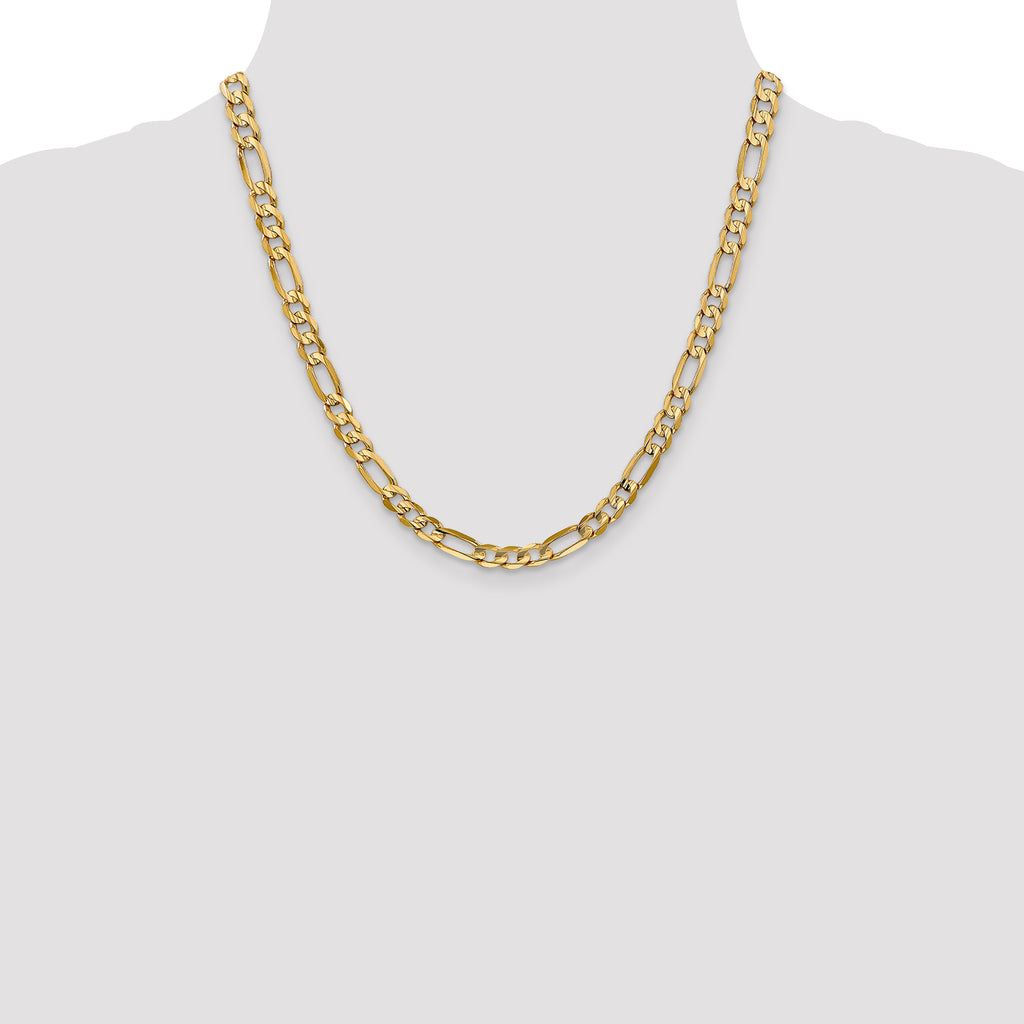 14K 20 inch 6mm Concave Open Figaro with Lobster Clasp Chain