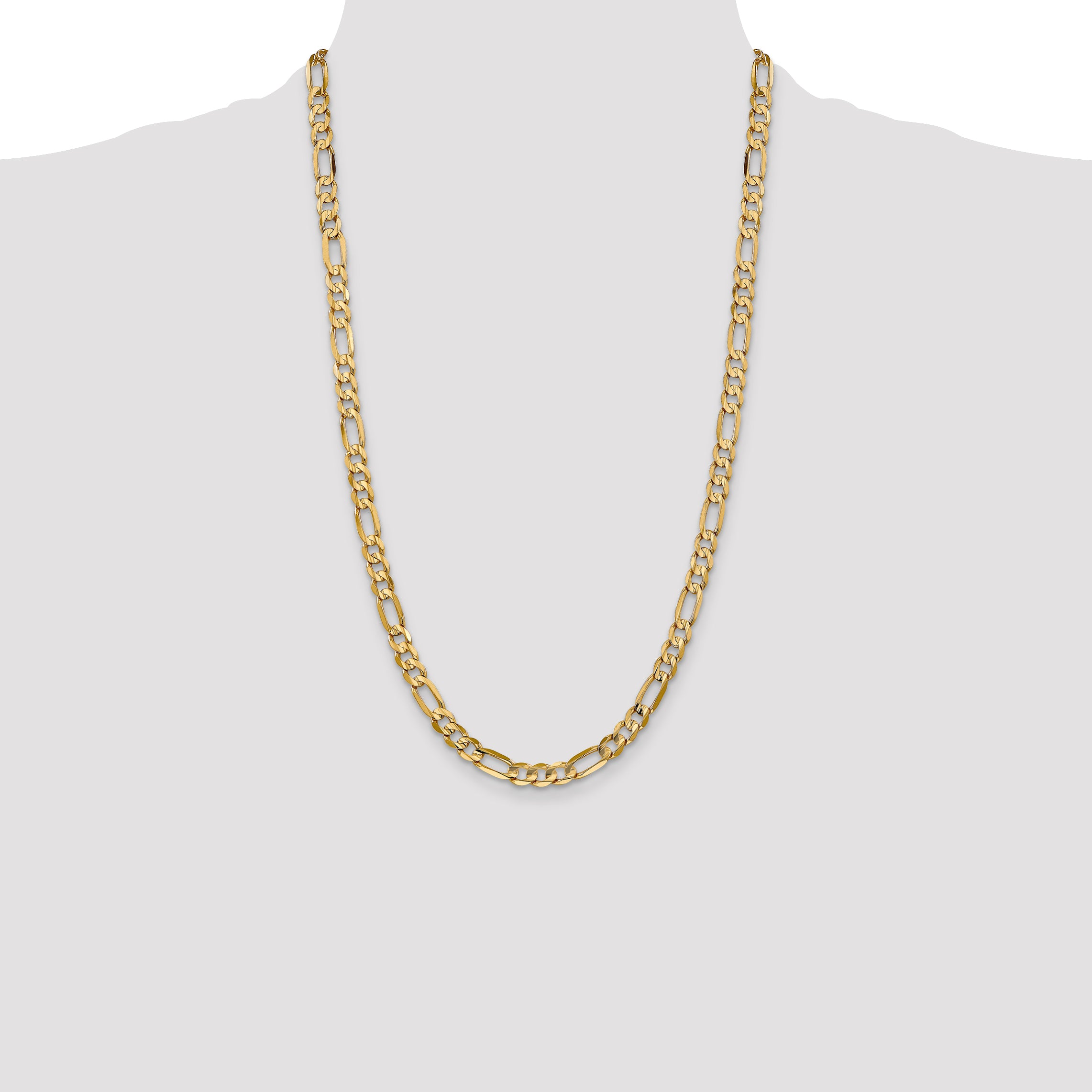 14K 26 inch 6mm Concave Open Figaro with Lobster Clasp Chain