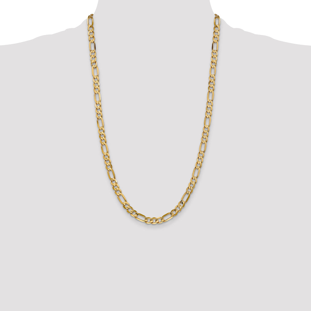 14K 26 inch 6mm Concave Open Figaro with Lobster Clasp Chain