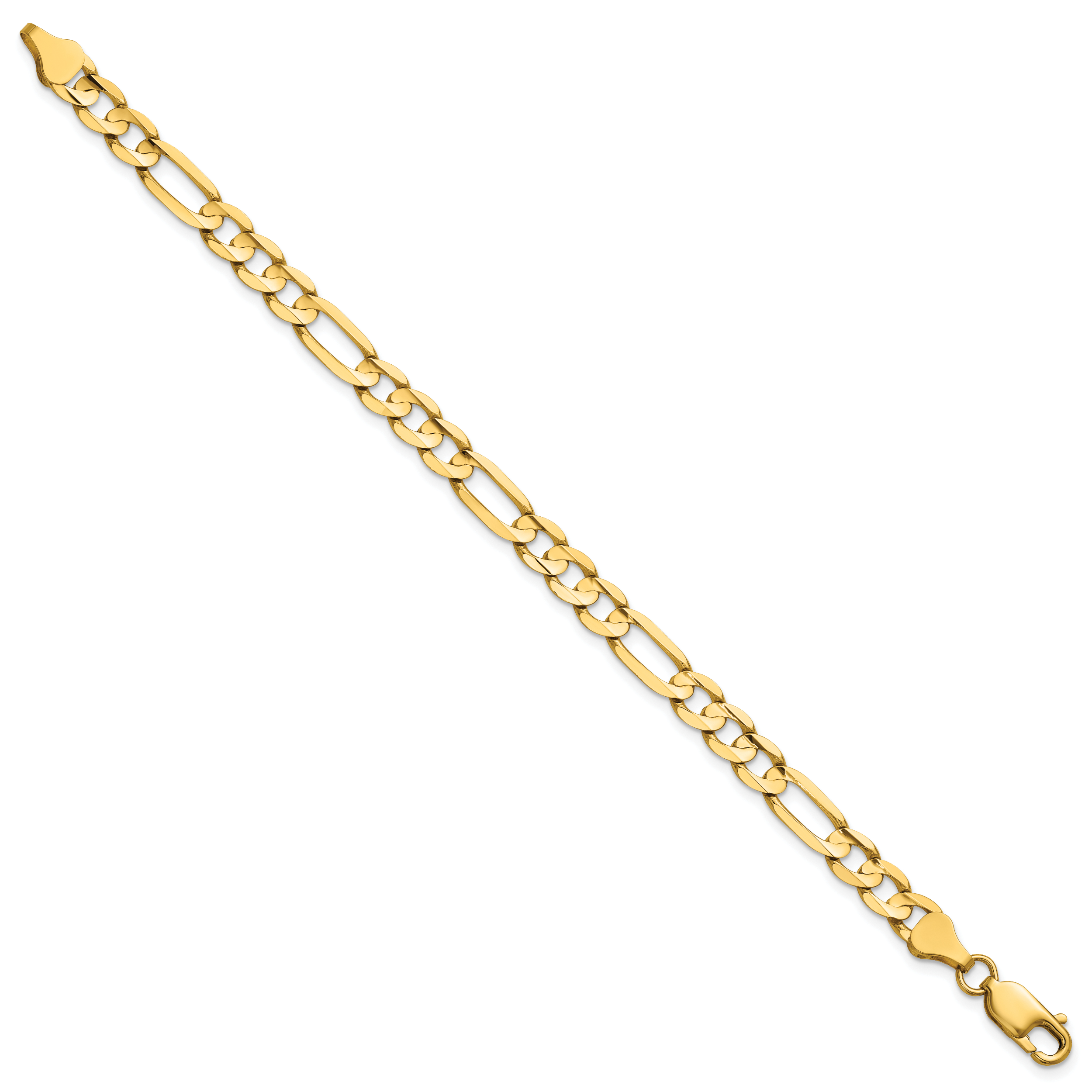 14K 7 inch 6mm Concave Open Figaro with Lobster Clasp Bracelet Secondary image