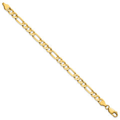 14K 8 inch 6mm Concave Open Figaro with Lobster Clasp Bracelet
