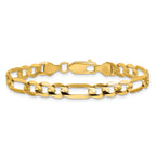 14K 8 inch 6mm Concave Open Figaro with Lobster Clasp Bracelet