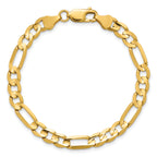 14K 9 inch 6mm Concave Open Figaro with Lobster Clasp Chain