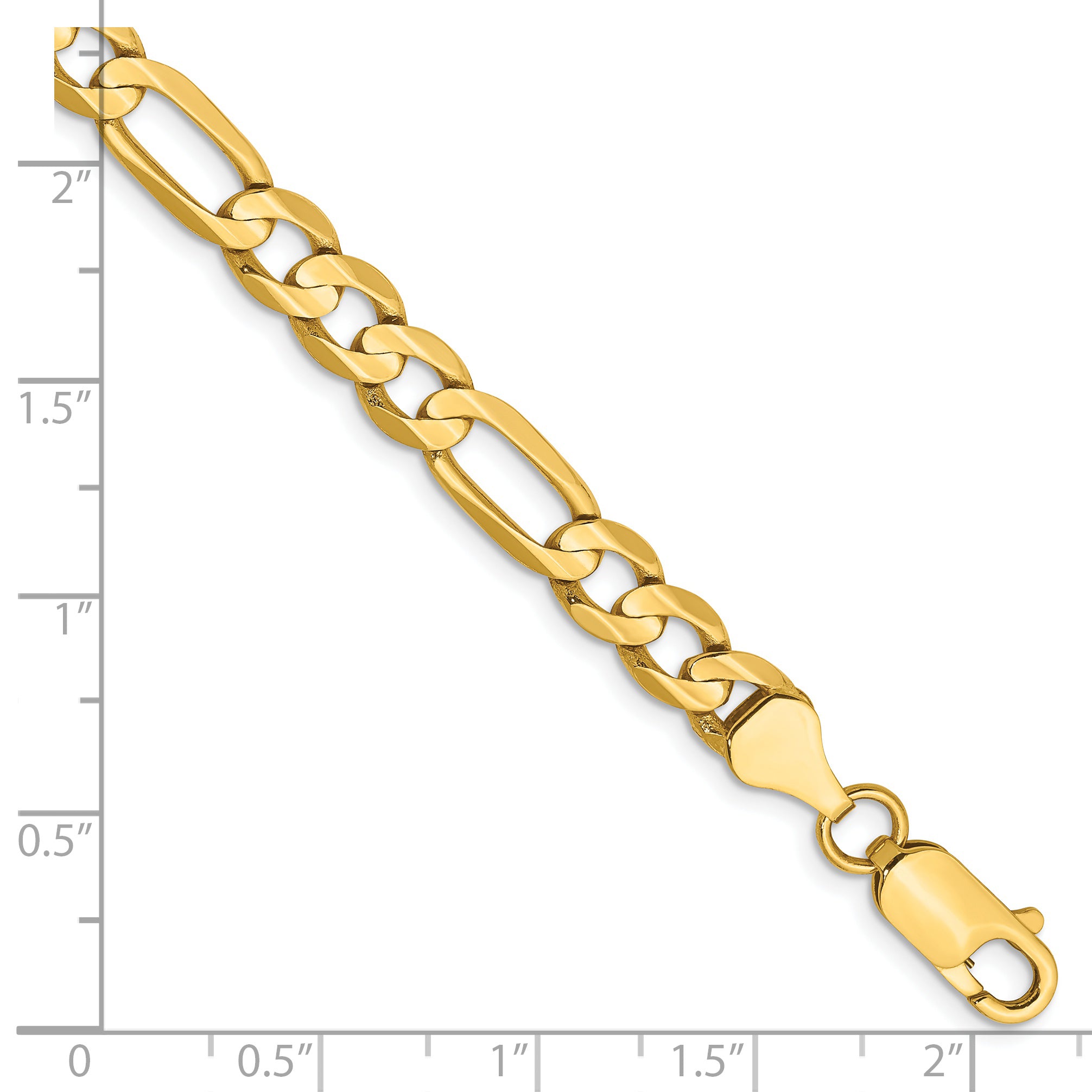 14K 9 inch 6mm Concave Open Figaro with Lobster Clasp Chain