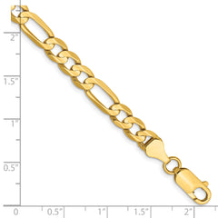 14K 9 inch 6mm Concave Open Figaro with Lobster Clasp Chain
