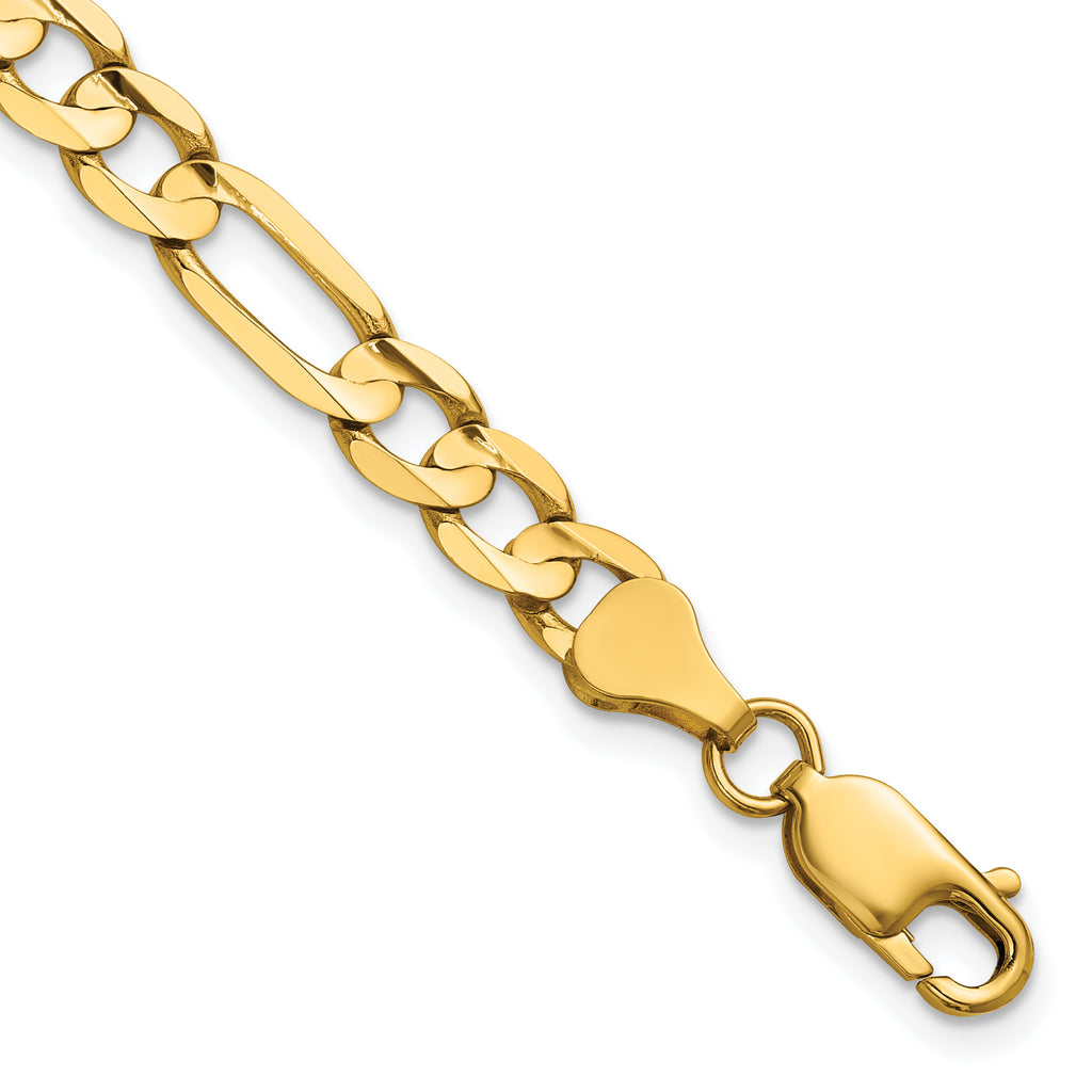 14K 9 inch 6mm Concave Open Figaro with Lobster Clasp Chain