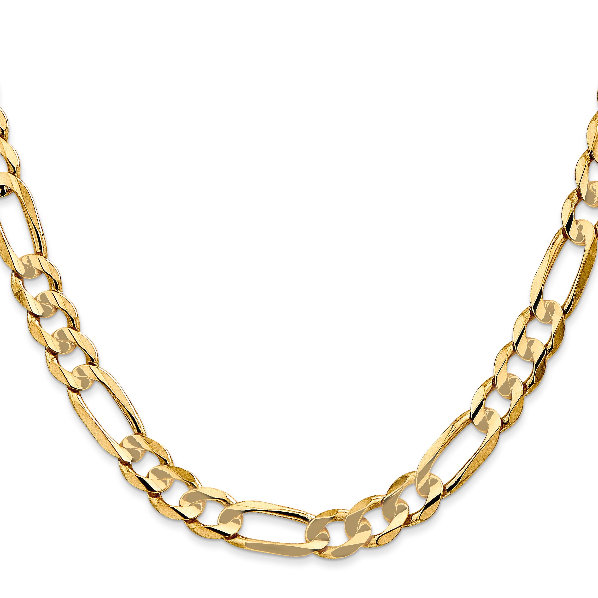 14K 28 inch 6.75mm Concave Open Figaro with Lobster Clasp Chain
